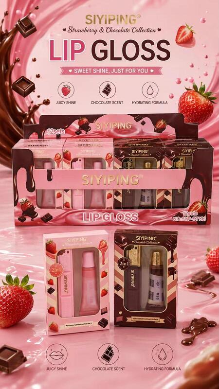 Siyping LipGloss Strawberry & Chocolate Collection [Conf. da 12 set]
