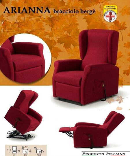Poltrona Relax Arianna completa di Due Motori Alzapersona e Kit Roller Bracciolo Bergere  Pronta consegna rosso bordeaux