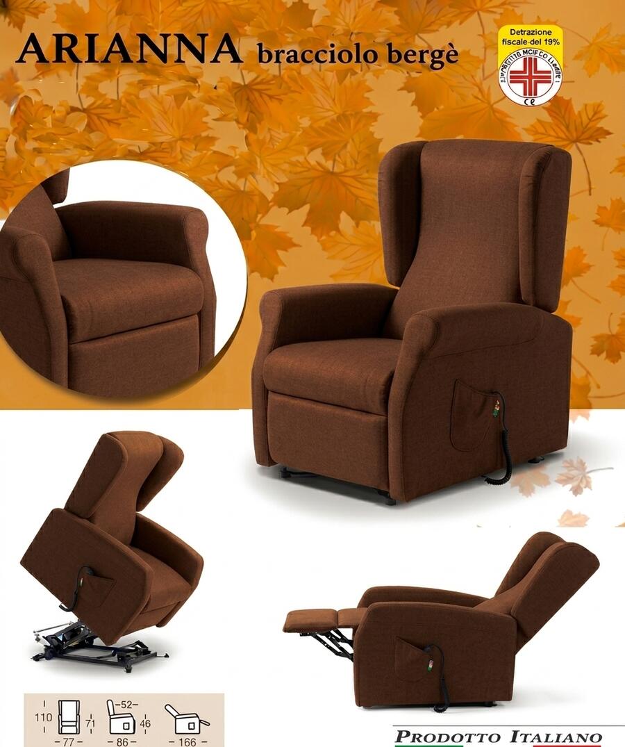 Poltrona Relax Arianna completa di Due Motori Alzapersona e Kit Roller Bracciolo Bergere  Pronta consegna Tabac IVA AGEVOLATA 4%