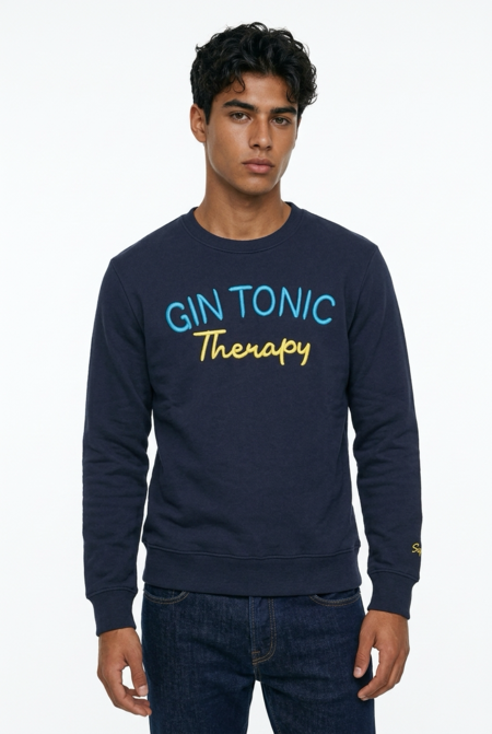 Superculture Felpa Girocollo Gin Tonic Blu