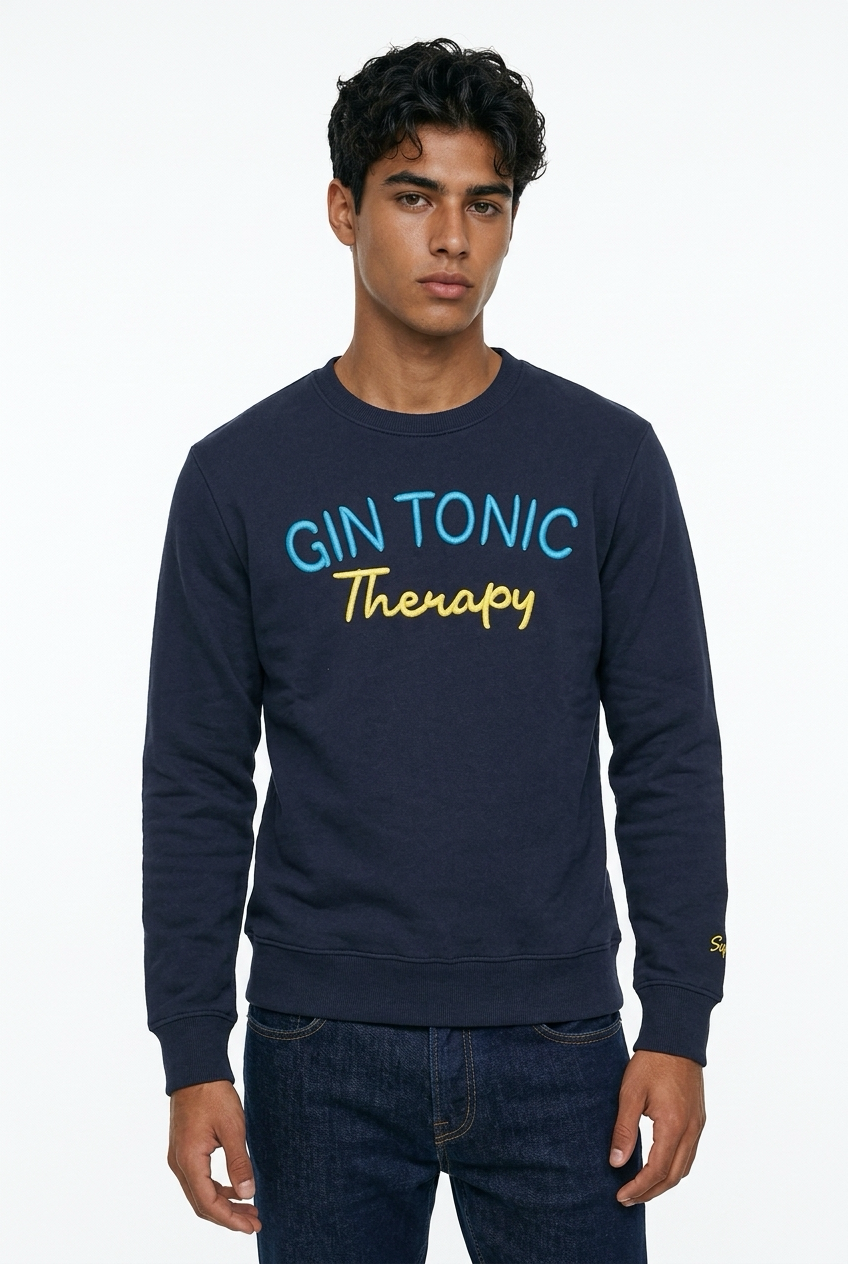 Superculture Felpa Girocollo Gin Tonic Blu