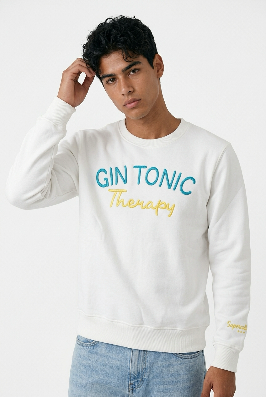 Superculture Felpa Girocollo Gin Tonic Panna