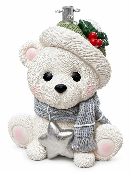 Base albero di natale Orsetto bianco Natalizio Decorativo con Cappello e Sciarpa 