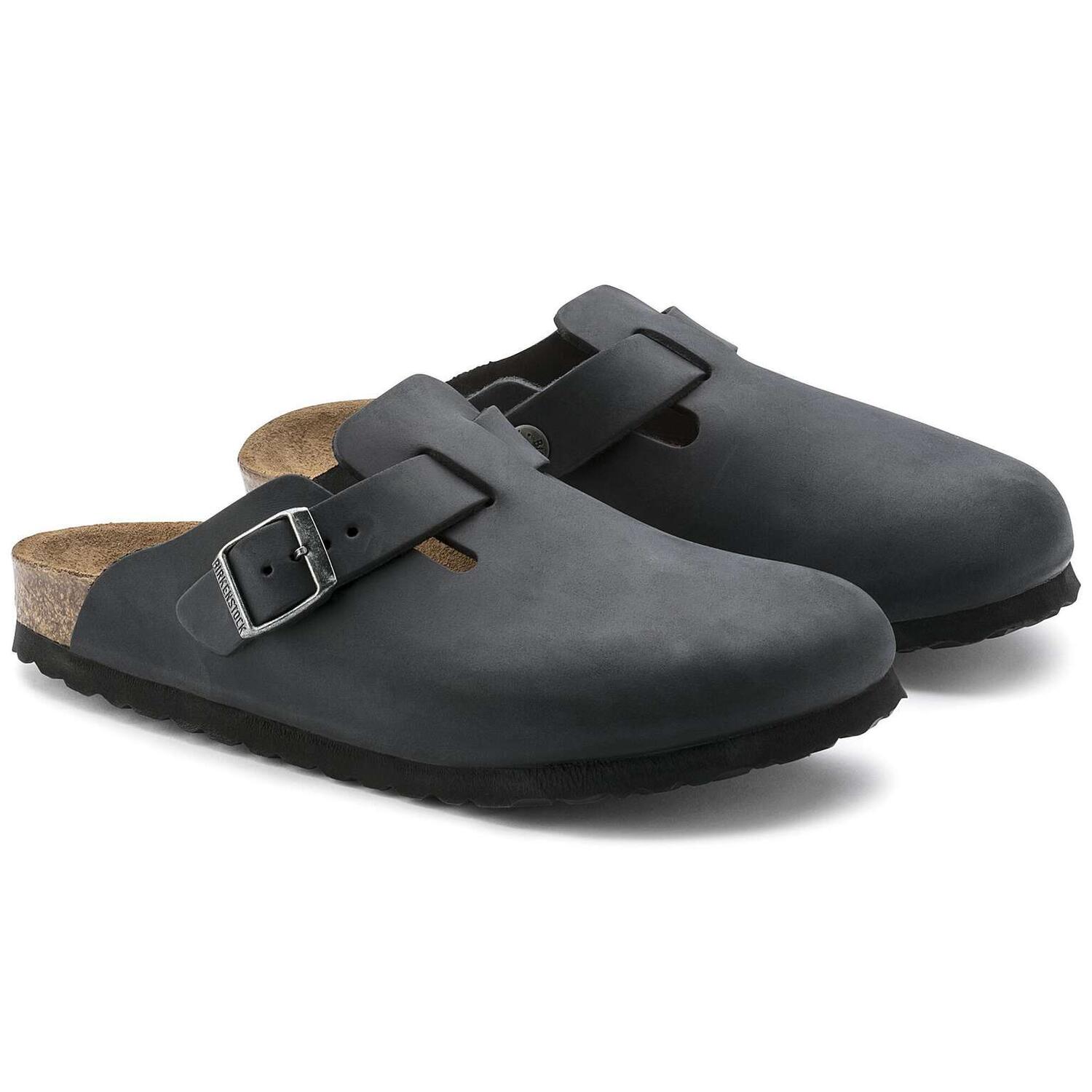 Birkenstock Boston Pelle Oliata Nero