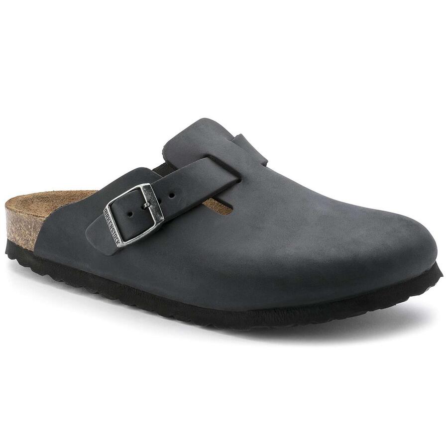 Birkenstock Boston Pelle Oliata Nero
