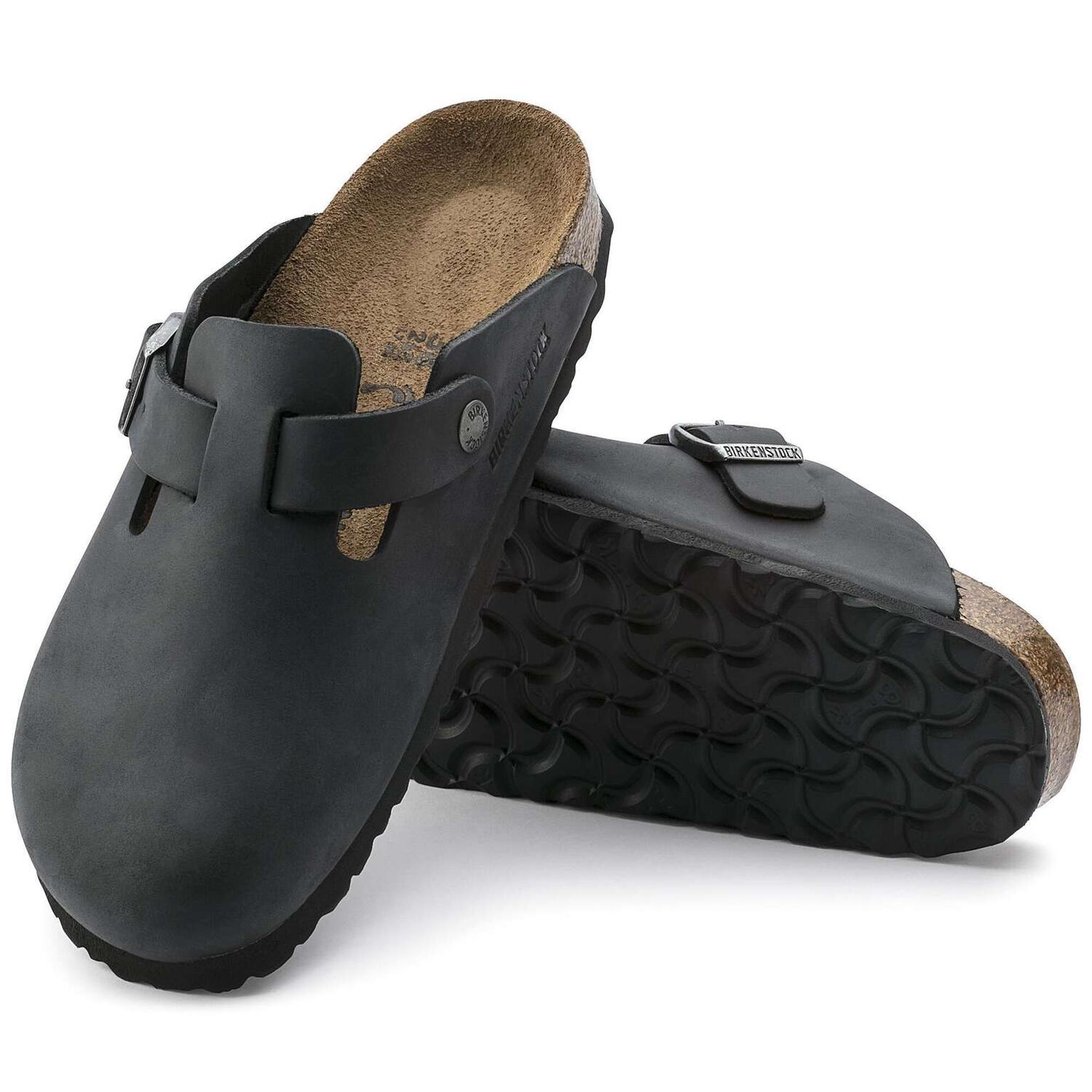 Birkenstock Boston Pelle Oliata Nero
