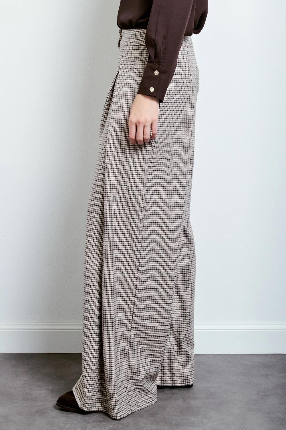Two Way Pantalone Con Piega Pied De Poule