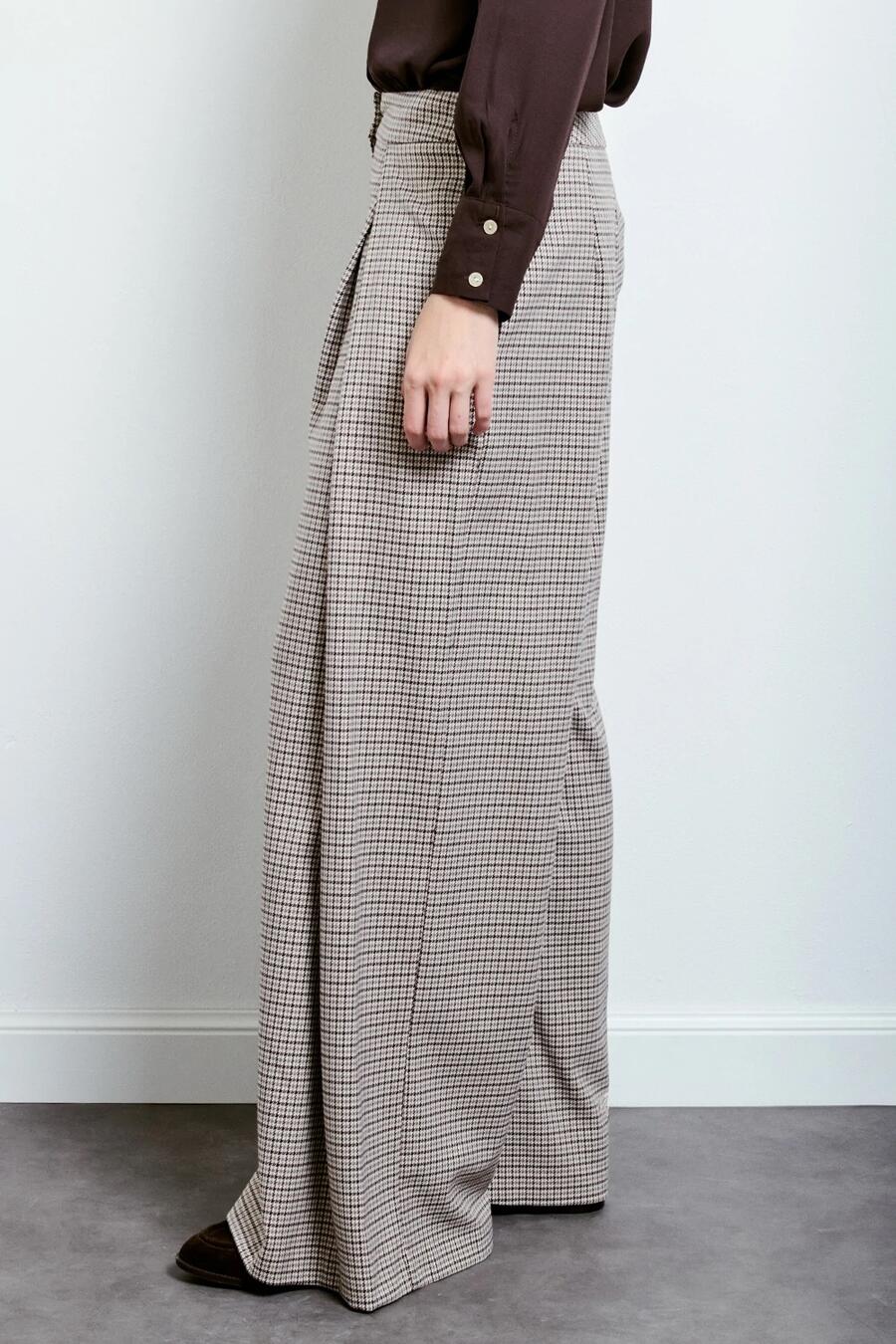 Two Way Pantalone Con Piega Pied De Poule