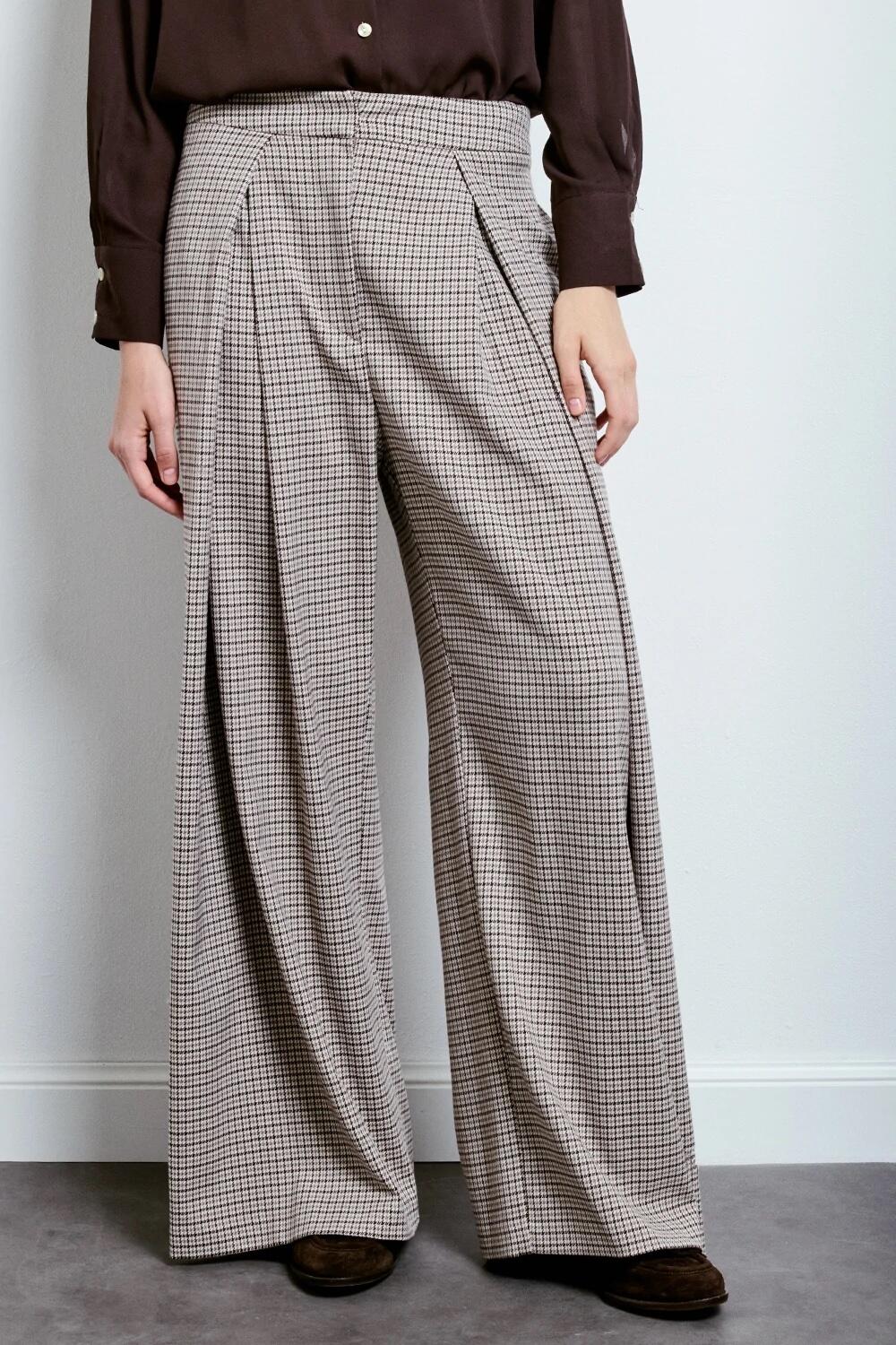 Two Way Pantalone Con Piega Pied De Poule