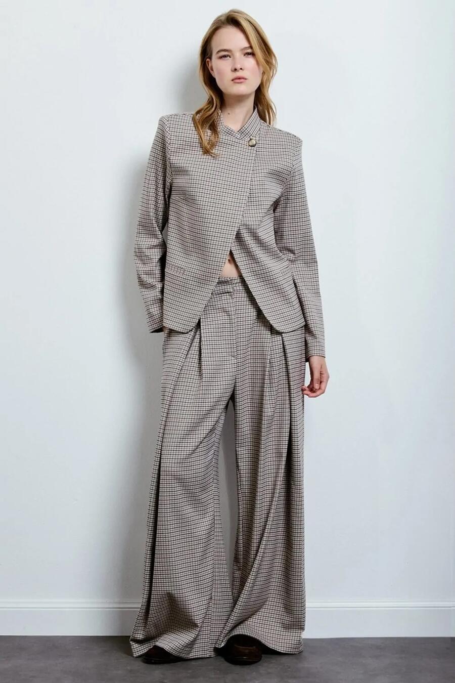 Two Way Pantalone Con Piega Pied De Poule