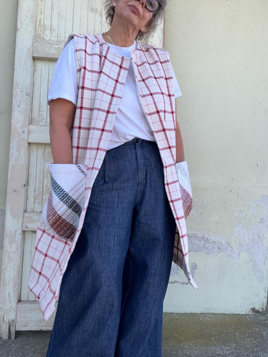 Gilet lungo a quadri