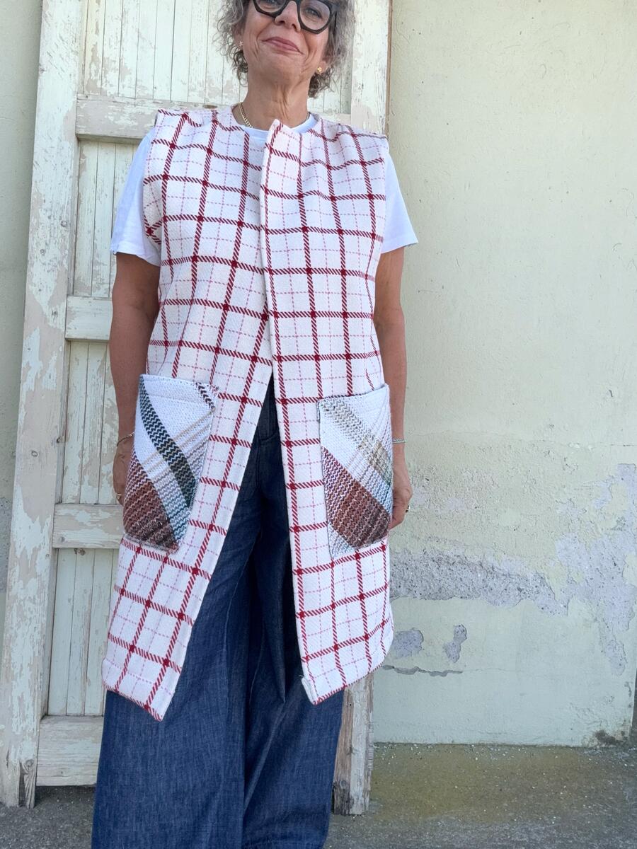 Gilet lungo a quadri