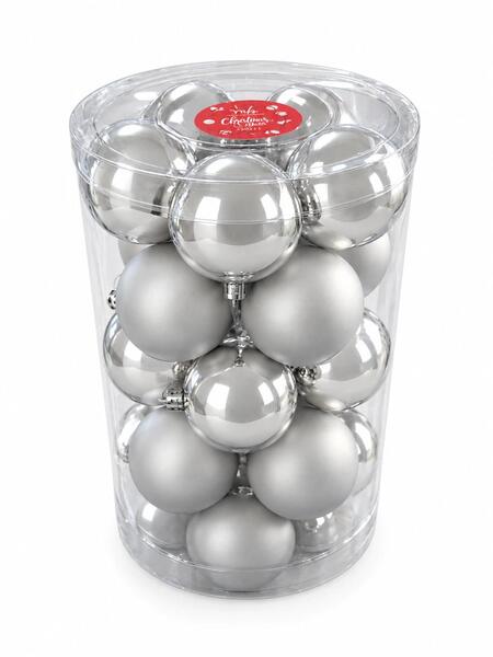 PALLINE DI NATALE ARGENTO 6CM DA 20PZ PER ALBERO DI NATALE OPACHE\LUCIDE
