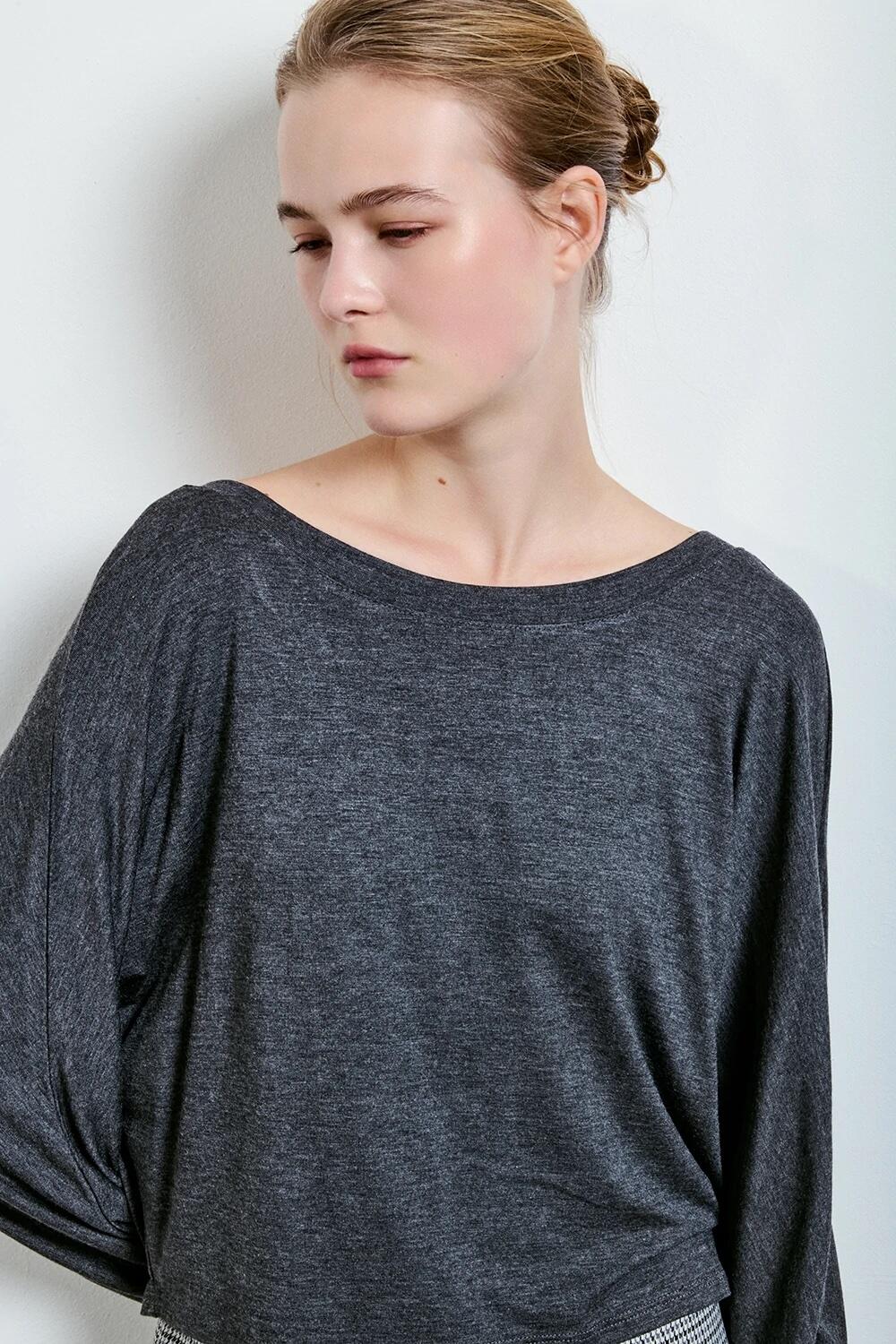 Two Way Maglia Scollatura Ampia Grigio Melange