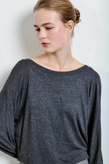 Two Way Maglia Scollatura Ampia Grigio Melange