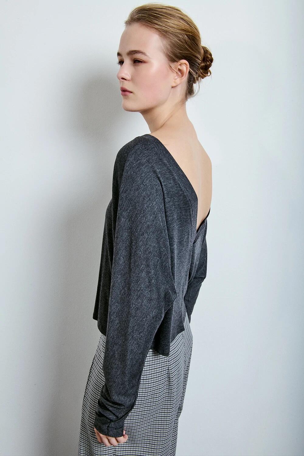 Two Way Maglia Scollatura Ampia Grigio Melange