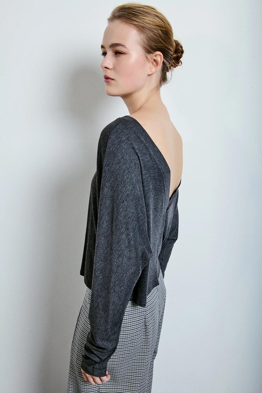 Two Way Maglia Scollatura Ampia Grigio Melange