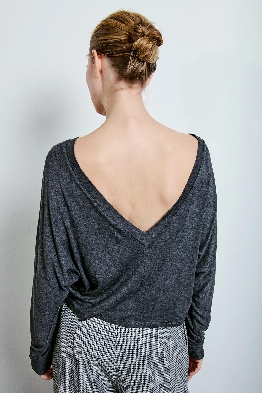 Two Way Maglia Scollatura Ampia Grigio Melange