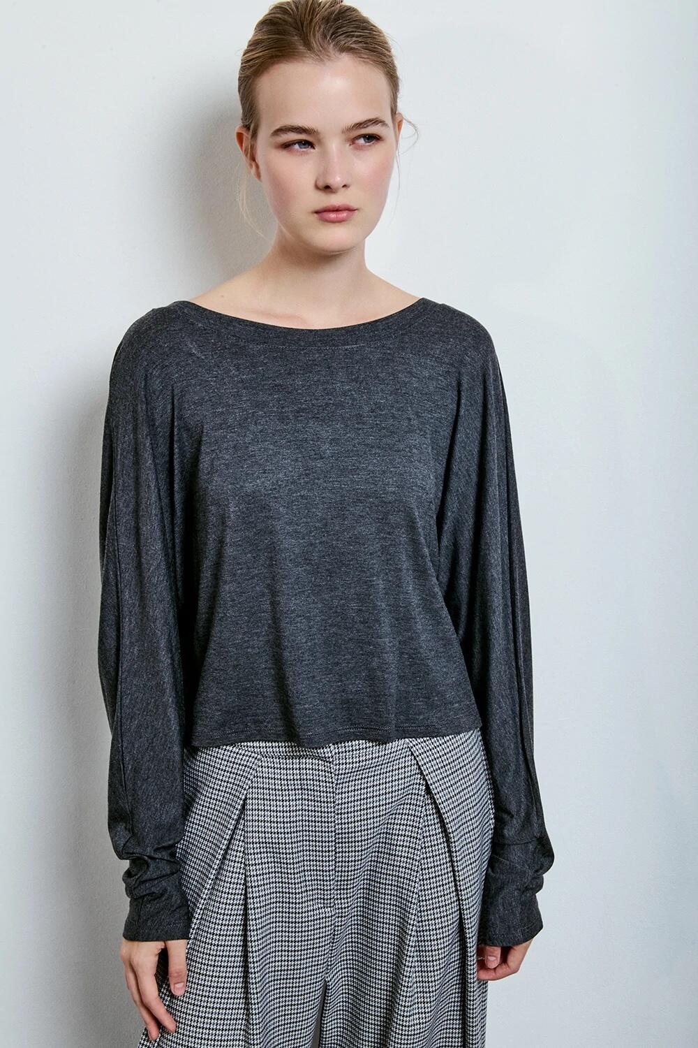 Two Way Maglia Scollatura Ampia Grigio Melange