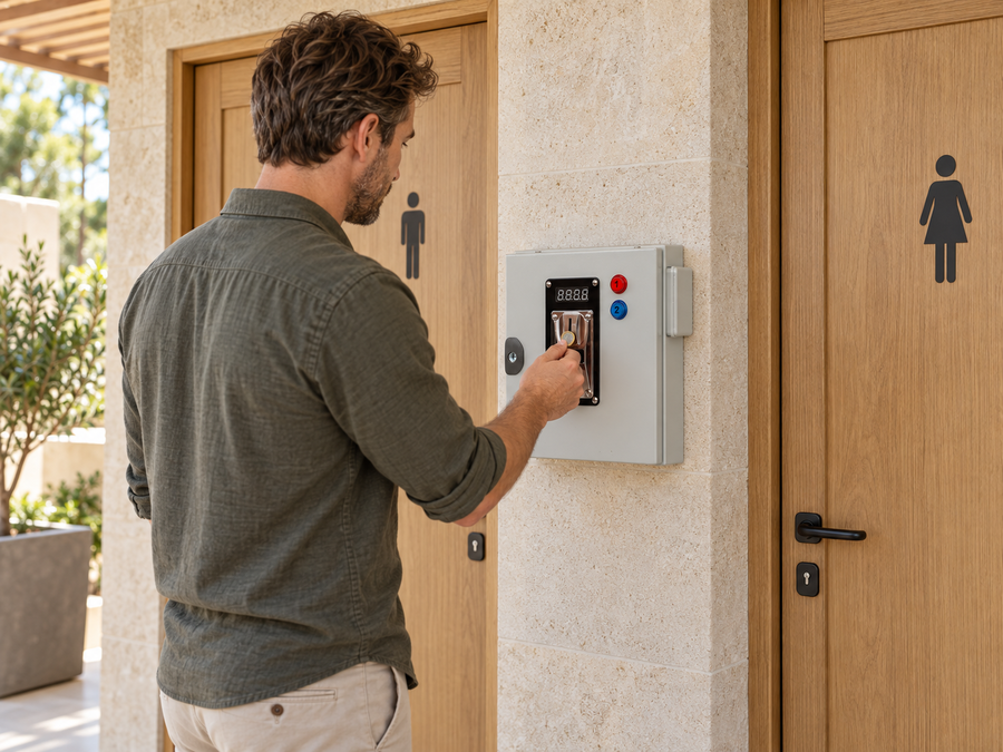 Gettoniera multimoneta per 2 porte (elettroserrature)