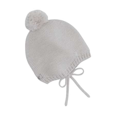 Berrettino in Lana Merino Extra Fine con Pompom – Sand Melange