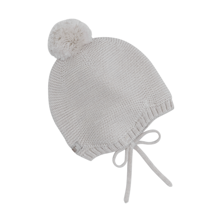 Berrettino in Lana Merino Extra Fine con Pompom – Sand Melange