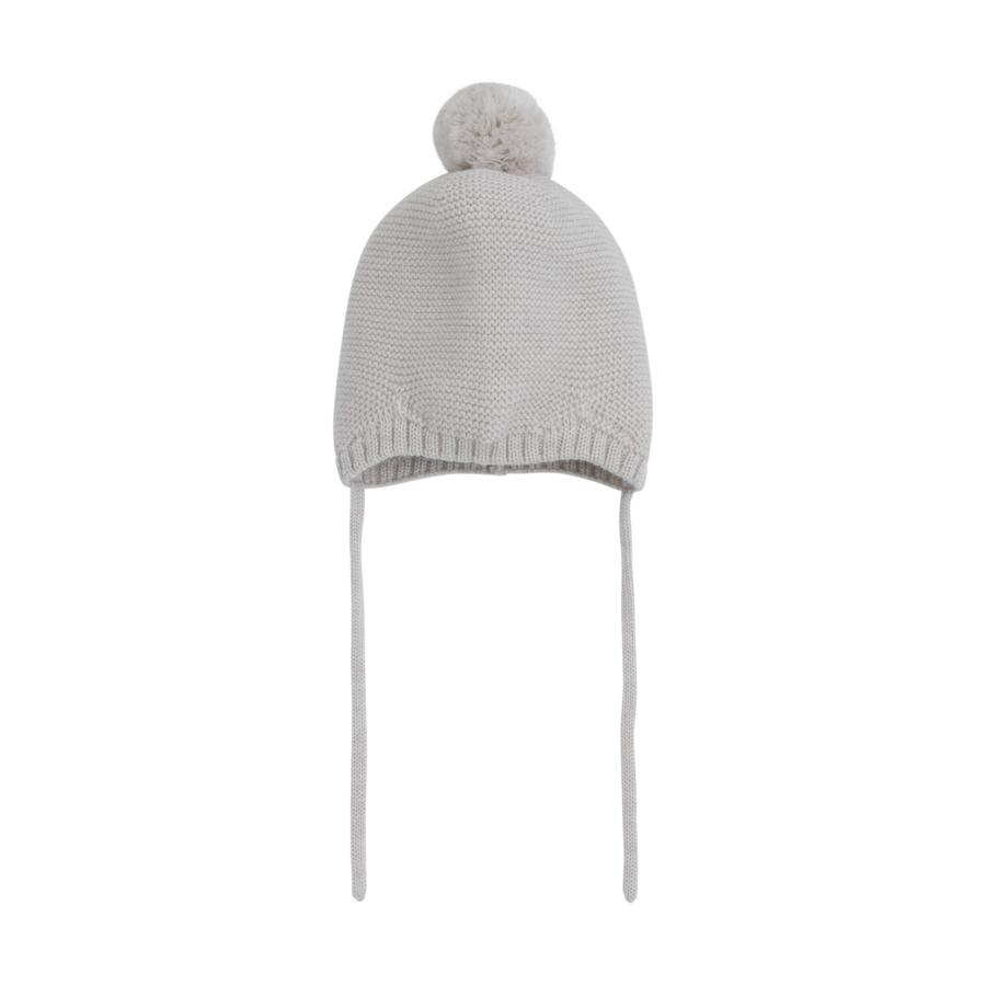 Berrettino in Lana Merino Extra Fine con Pompom – Sand Melange