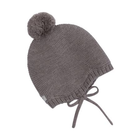 Berrettino in Lana Merino Extra Fine con Pompom – Cinder Melange