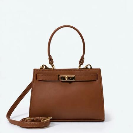 Borsa a mano in vera pelle MARRONE