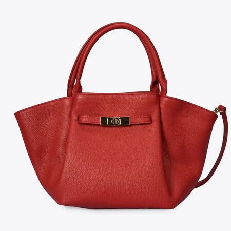 Borsa a mano in vera pelle da donna ROSSO