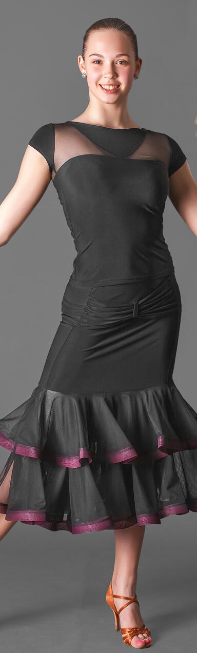 DANCE TOP IN TECHNICAL JERSEY AND TULLE U356