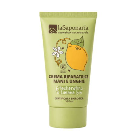 La Saponaria - Crema riparatrice mani e unghie Fitocheratina e Limone bio