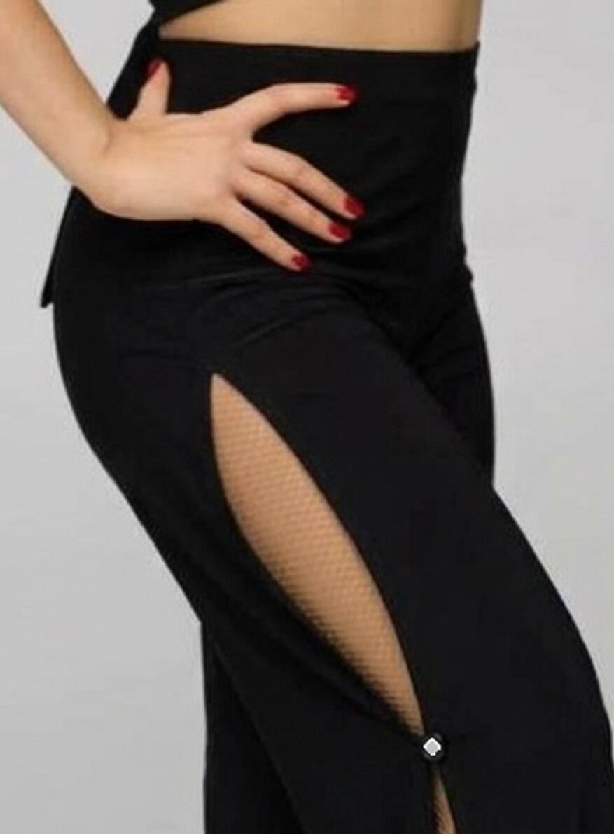 PANTALONE APERTO CON PUNTO STRASS LATERALE CON LEGATURA A FASCIA NELLA CAVIGLIA U670B