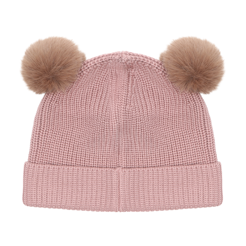 Berrettino in Lana Merino Extra Fine con Doppio Pompom – Woodrose