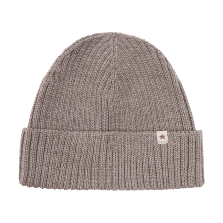 Beanie in Lana Merino Extra Fine con Balza – Cinder Melange