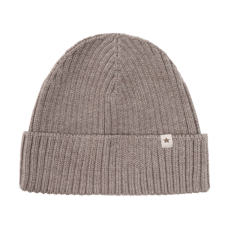 Beanie in Lana Merino Extra Fine con Balza – Cinder Melange
