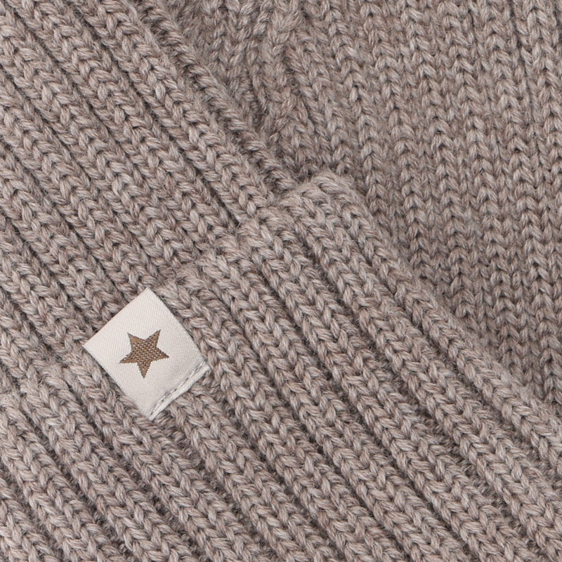 Beanie in Lana Merino Extra Fine con Balza – Cinder Melange