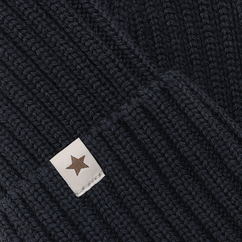 Beanie in Lana Merino Extra Fine con Balza – Dark Navy