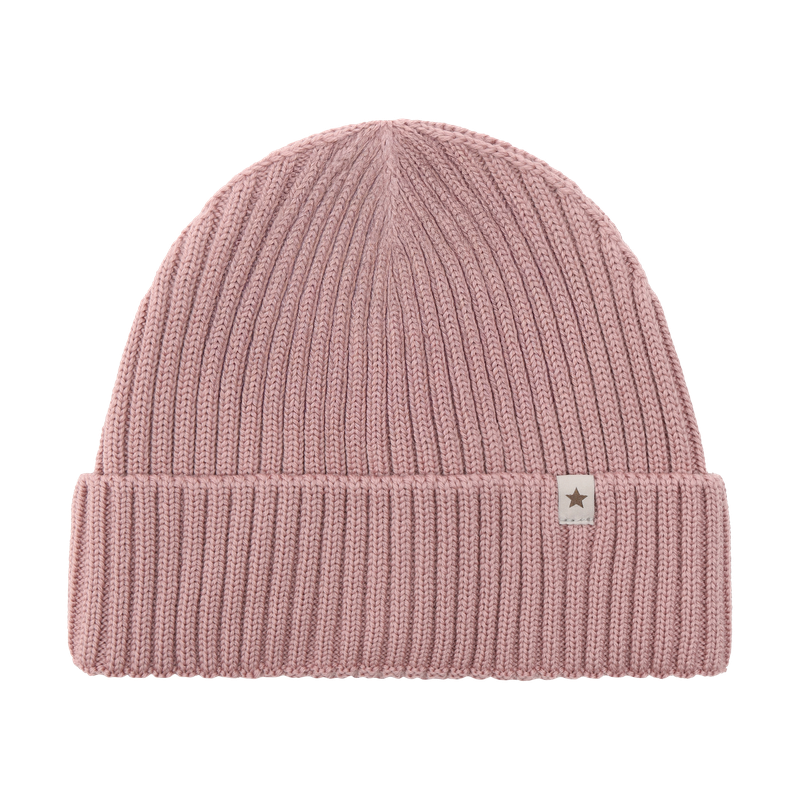 Beanie in Lana Merino Extra Fine con Balza – Woodrose