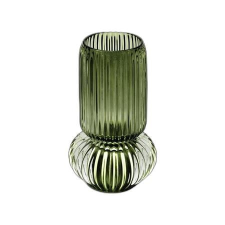 Fantin Argenti Lampada Vaso in Vetro Verde a Righe Ø11xH19 cm — Base Luminosa