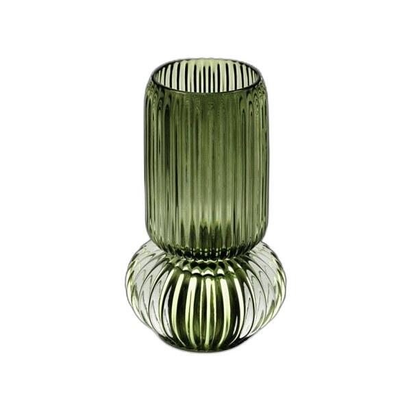 Fantin Argenti Lampada Vaso in Vetro Verde a Righe Ø11xH19 cm — Base Luminosa