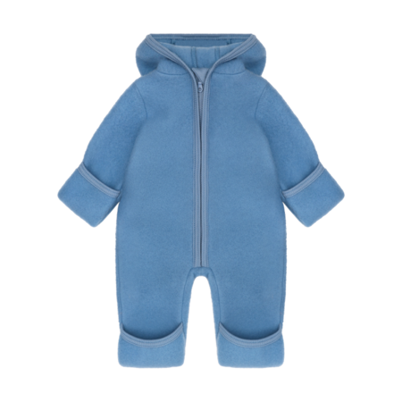 Tuta in Lana Merino Extra Fine con Cappuccio Orsetto – Windward Blue