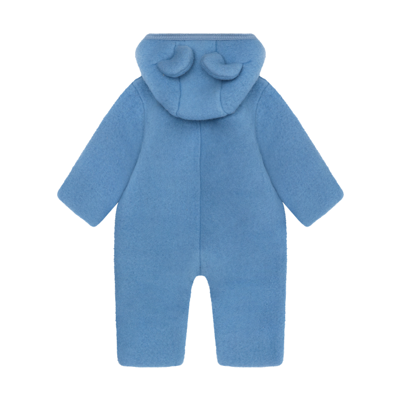 Tuta in Lana Merino Extra Fine con Cappuccio Orsetto – Windward Blue