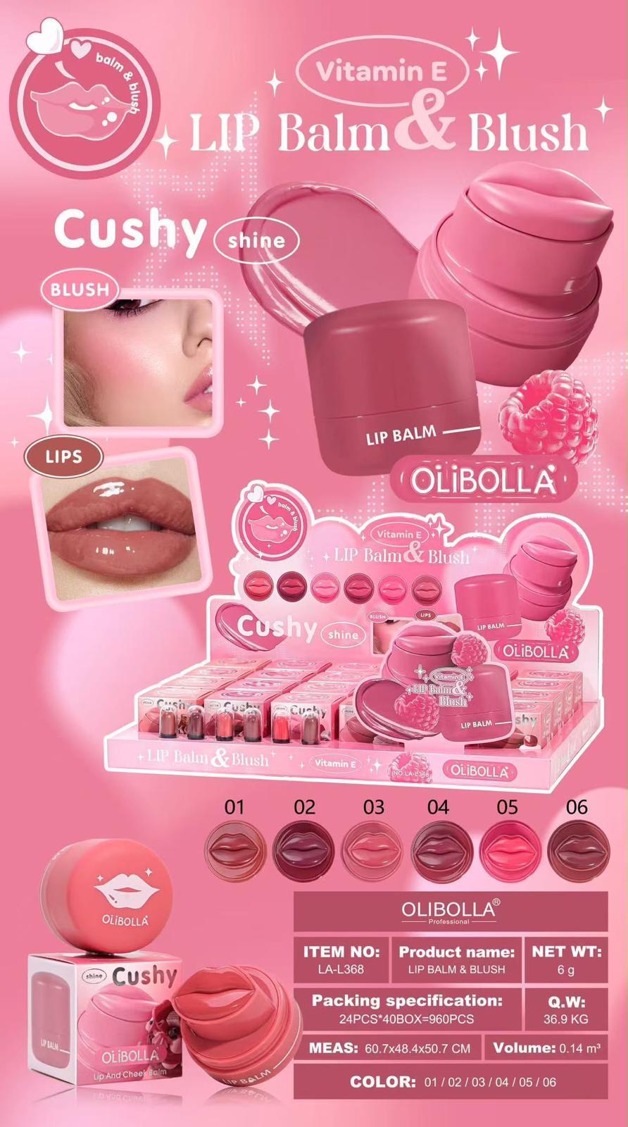 Olibolla Lip Balm & Blush [Conf. da 24 pezzi]