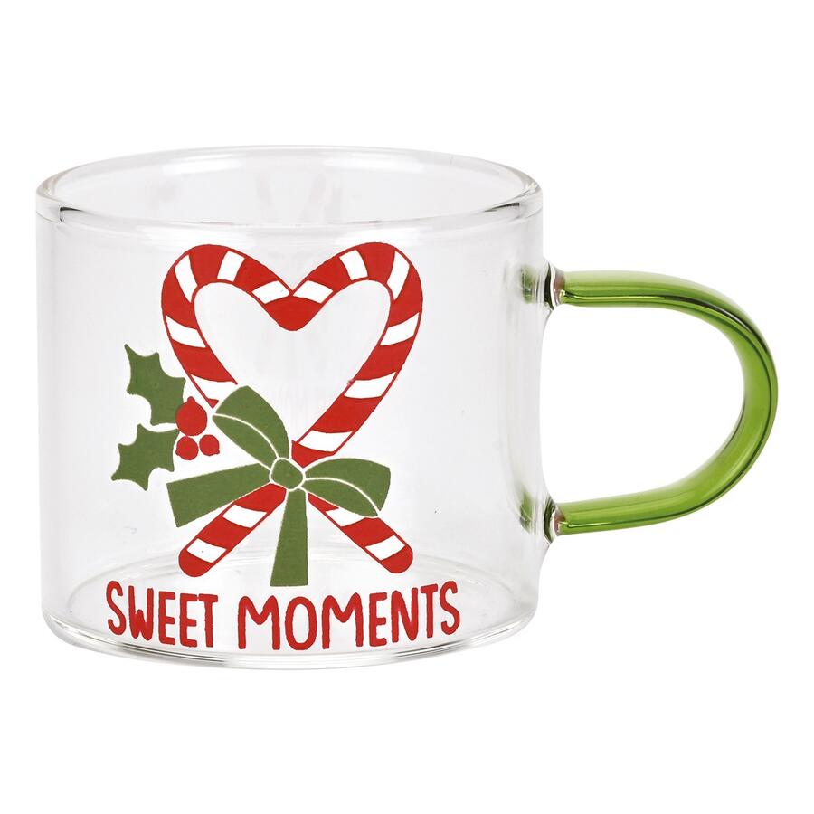 Wald Set 2 Tazze Caffè in Vetro Borosilicato "Sweet Moments" 9 cl — con Cioccolatini, Gift Box Natale