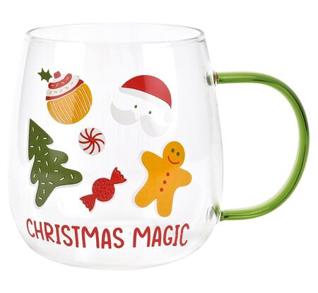 Wald Tazza Colazione in Vetro Borosilicato "Christmas Magic" 50 cl — con Biscotti, Gift Box Natale