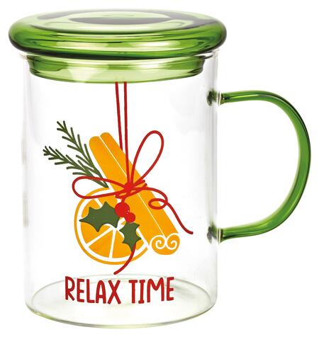 Wald Tisaniera in Vetro Borosilicato "Relax Time" 45 cl — con Filtri Tè e Infusi, Gift Box Natale