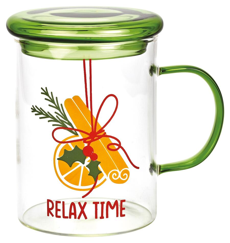 Wald Tisaniera in Vetro Borosilicato "Relax Time" 45 cl — con Filtri Tè e Infusi, Gift Box Natale