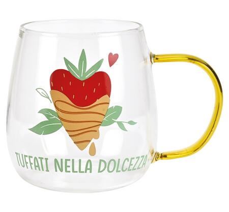 Wald Tazza Colazione in Vetro Borosilicato "Dolcezza" 50 cl — con Biscotti, Gift Box Natale
