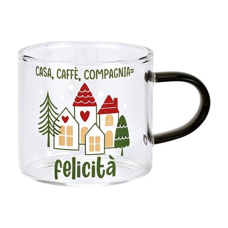 Wald Set 2 Tazze Caffè in Vetro Borosilicato "Relax" 9 cl — con Cioccolatini, Gift Box Natale